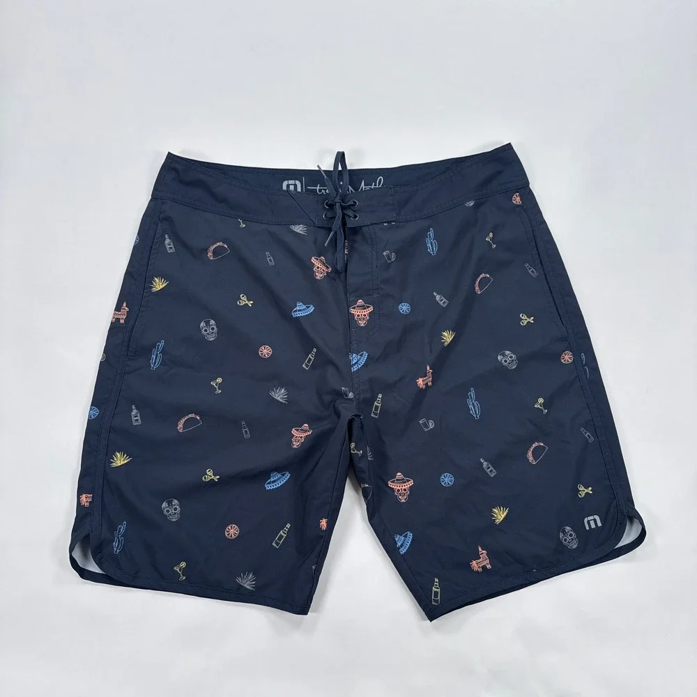 Travis Mathew Mens Board Shorts 36 Navy Cinco De Mayo Print Beachwear Summer